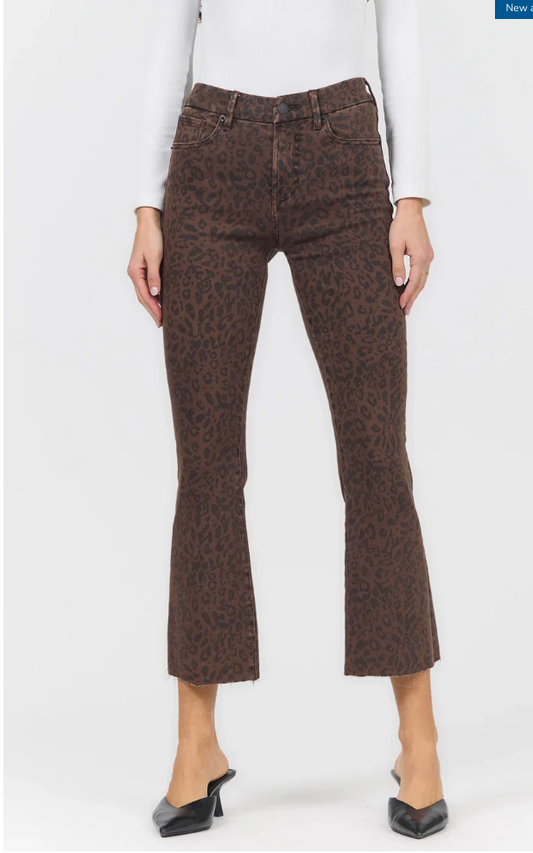 Dear John Jeanne Cropped Mid-Rise Jean | Brown Leopard